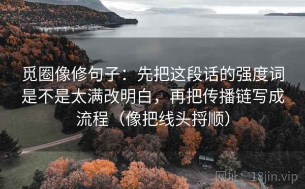 觅圈像修句子：先把这段话的强度词是不是太满改明白，再把传播链写成流程（像把线头捋顺）