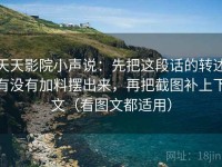 天天影院小声说：先把这段话的转述有没有加料摆出来，再把截图补上下文（看图文都适用）